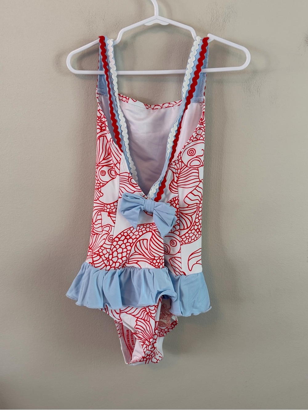 The Beaufort Bonnet x Dorothy Draper Red Fish Print Ruffle One-Piece Swimsuit - Picture 2 of 4